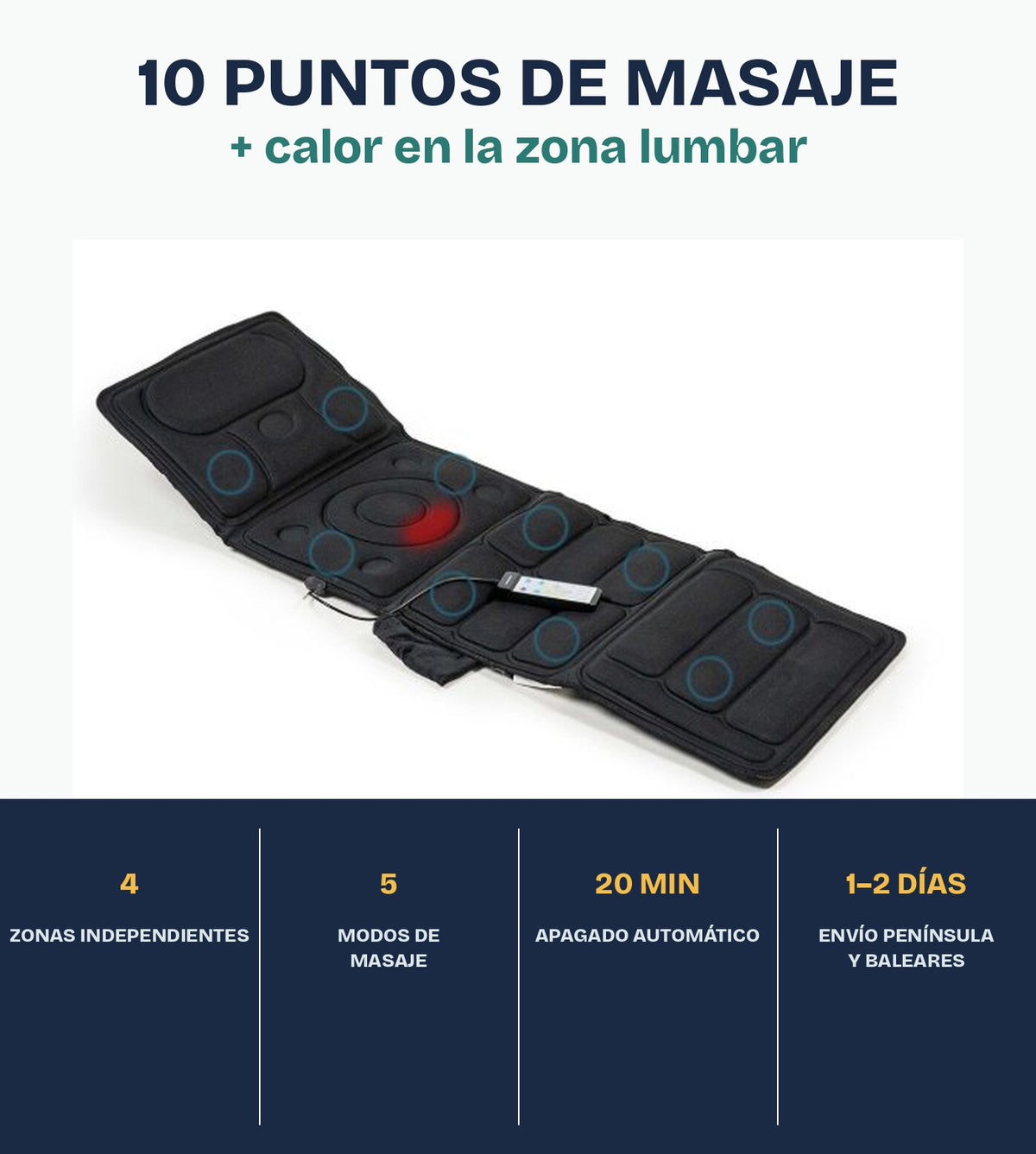 Esterilla de masaje Vhemat con vibración y calor